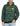 Person wearing a green camouflage hoodie with a logo, standing against a white background