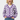 Kuromi-inspired purple and white checkerboard knit cardigan worn with jeans