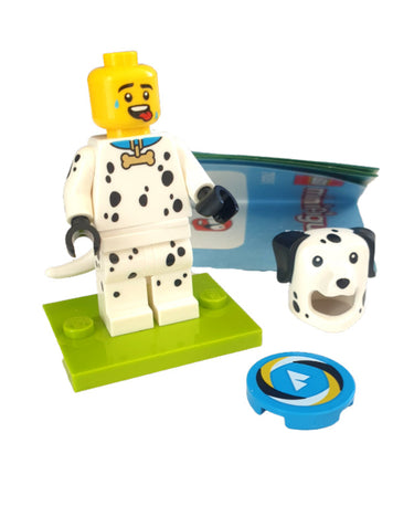 Lego Dalmatian costume minifigure Series 28 with spotted outfit and accessory