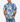 Male model wearing Lowes blue pineapple and floral tropical Hawaiian shirt with jeans, front full-length view