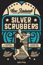 Mr Vintage Silver Scrubbers Netball T-Shirt (Lge)