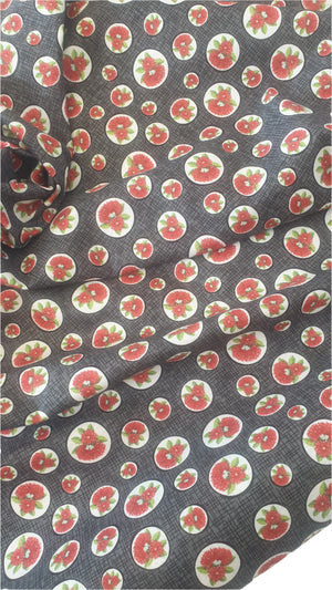pohutukawa grey red cotton fabric new vintage fabric nz planet retro nz 4