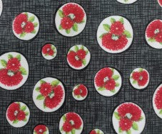 pohutukawa grey red cotton fabric new vintage fabric nz planet retro nz