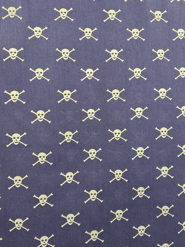 Navy Skulls & Crossbones Fabric