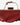 Red clutch bag with a gold chain handle on a textured white surface