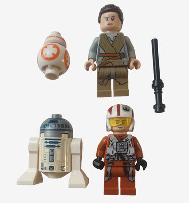 Lego Star Wars Rey, Droids & Pilot Minifigure Bundle
