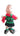 Plush toy of a character wearing a green shirt, black shorts, and a red scarf on a white background
