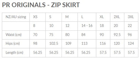 sizeguideplanetretrooriginalszipskirtvintageretroclothingnz