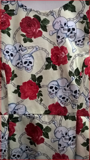 Skulls & Roses Cream Audrey Dress - Planet Retro Original