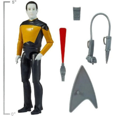 Action figure Data from Star Trek with accessories on a white background.  Planet Retro NZ