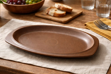 Temuka NZ stoneware oval serving platter brown glaze vintage ceramic