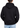Person wearing a black hoodie from behind on a white background