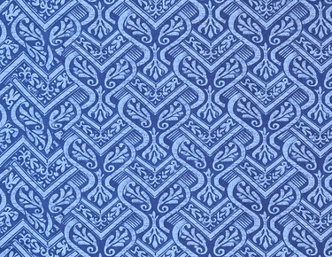 Timeless Treasures Court blue cotton fabric showing full repeating diagonal scrolling pattern