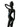 Vintage African black resin nude female figure with elongated form and raised-arm pose.