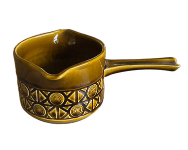 Original product photograph 8 of 8 of the vintage Beswick Zorba olive green ceramic sauce boat with embossed geometric decoration
