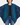 Vintage blue and turquoise batwing-style jacket with ribbed trim, fitted cuffs and handwoven ikat-style fabric.