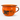 Vintage orange enamel pot with black trim, cannon and fish novelty graphics
