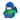 Blue monkey plush toy in a green outfit on a white background.  Planet Retro NZ.