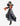 Figurine of a character in a dark, ornate outfit with glowing orange hands on a black background