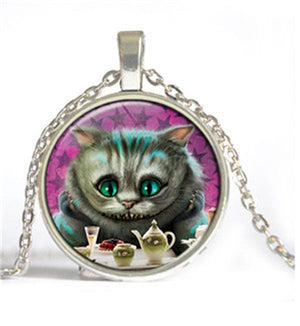 Cheshire Cat Dome Necklace - Alice in Wonderland