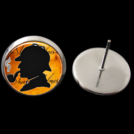 Sherlock Holmes Dome Stud Earrings planet retro nz 2