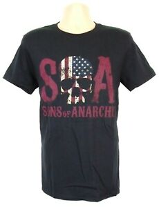 Sons Of Anarchy - USA Flag Skull Men's Black T-Shirt - Planet Retro New Vintage Clothing