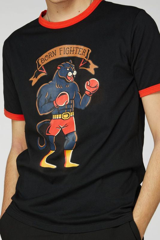 Born Fighter Black Panther Men's T-Shirt