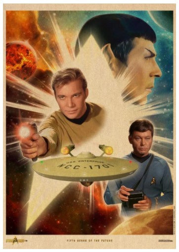SALE Star Trek Trio & Enterprise - A3 Art Print