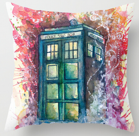 Tardis Watercolour Doctor Who Cushion Cover