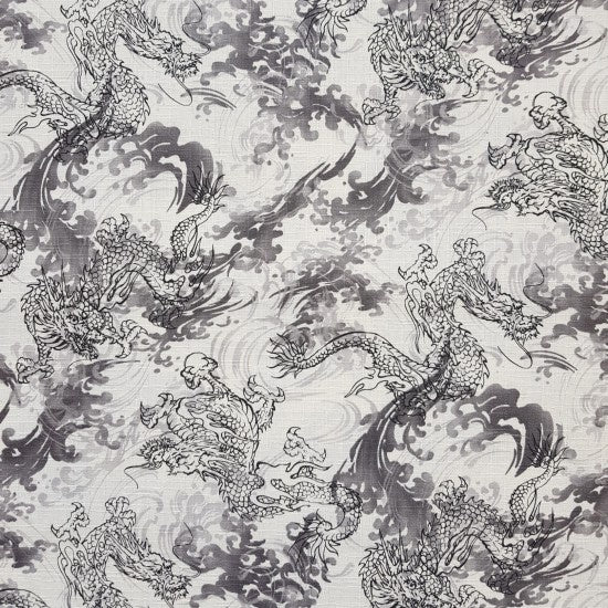 SALE Fabric - Watercolour Dragons White (Japan)