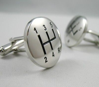 Silver Gear Shift Cufflinks