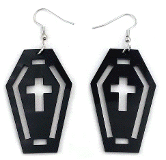 Coffins Black Acrylic Earrings