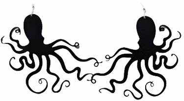 earrings-black-octopus-acrylic steampunk accessories nz planet retro
