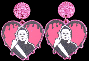 earrings-mike-myers-halloween-horror-pink-acrylic new vintage earrings nz planet retro nz