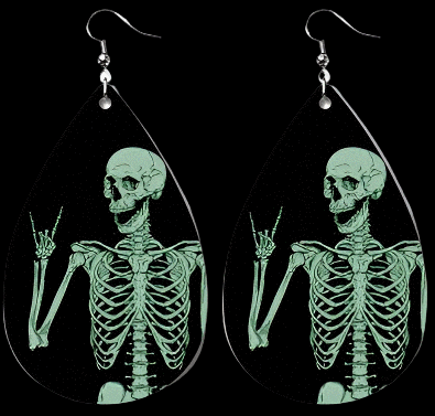 Skeleton Teardrop Earrings - 3 Designs