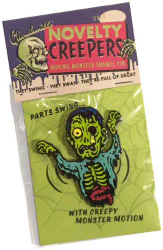 Novelty Creepers Zombie Pin / Brooch - Moving Parts