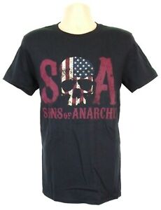 Sons Of Anarchy - USA Flag Skull Men's Black T-Shirt - Planet Retro